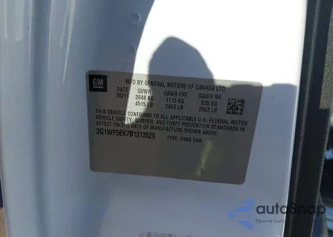 2011 Chevrolet Impala Ls z USA, uszkodzony, nr VIN 2G1WF5EK7B1313529